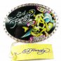 Skull Death or Glory Black Yellow Belt Buckle By ED HARDY 33116a w/ Tag