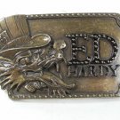 Ed Hardy Wolf In Top Hat Brassy Tone Belt Buckle 72016