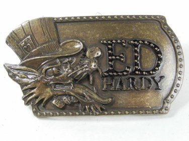 Ed Hardy Wolf In Top Hat Brassy Tone Belt Buckle 72016