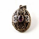 Sterling Silver Marcasites Amythest Cross Locket / Pendant By FAS 91916