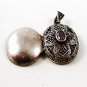 Sterling Silver Marcasites Amythest Cross Locket / Pendant By FAS 91916