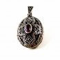 Sterling Silver Marcasites Amythest Cross Locket / Pendant By FAS 91916