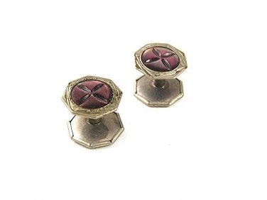 Vintage Silvertone & Abalone Cufflinks / Studs 53017