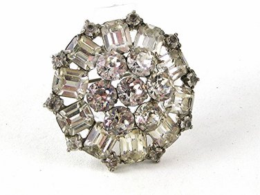 1950's -60's Silver Tone Sparkly Rhinestone Brooch By WEISS 102416