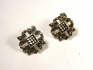 Sterling Silver Pierced Marcasites Earrings Unbranded 10415