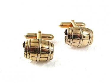 Vintage Goldtone Beer Barrel With Tap Cufflinks 62217