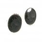 Vintage Silvertone & Black Greek Warrior Cufflinks By ANSON 6117