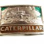 Vintage Silver Tone Enameled CATERPILLAR Belt Buckle 3217
