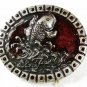 Koi Fish Silvertone Red Rhinestones Belt Buckle By ED HARDY 33116a w/ Tag