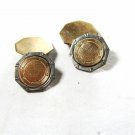 Edwardian / Art Deco Silvertone & Goldtone Cufflinks by WGC 8615