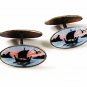 Vintage Enameled Moose Viking Ship Cufflinks By DAVID ANDERSEN 111616