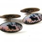 Vintage Enameled Moose Viking Ship Cufflinks By DAVID ANDERSEN 111616