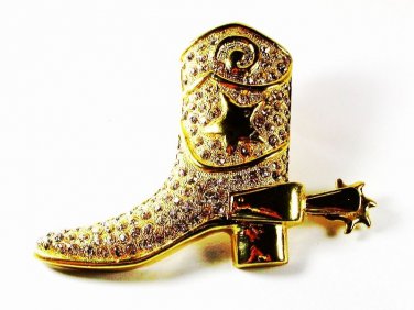 Goldtone Rhinestone Western Boot Working Spur Belt Buckle Unbranded 41116