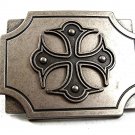Vintage Gothic Renaissance Silvertone Celtic Cross Belt Buckle 12317