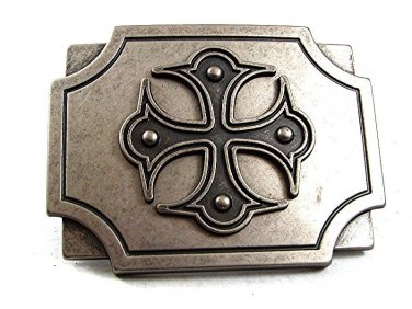 Vintage Gothic Renaissance Silvertone Celtic Cross Belt Buckle 12317