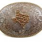 Vintage Western Silvertone Goldtone TEXAS Belt Buckle By CRUMRINE 121417