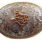 Vintage Western Silvertone Goldtone TEXAS Belt Buckle By CRUMRINE 121417