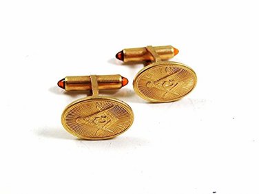 Vintage Gold Tone Masonic Cufflinks By KREMENTZ PATENTED 11917