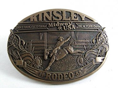 1985 Kinsley Kansas Rodeo Belt Buckle ADM, AWARD DESIGN MEDALS 9617