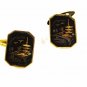 Japanese Damascene Goldtone Black Pagoda Cufflinks By AMITA 32816