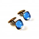 1940's - 50's Gold Tone & Light Blue Cufflinks 111516