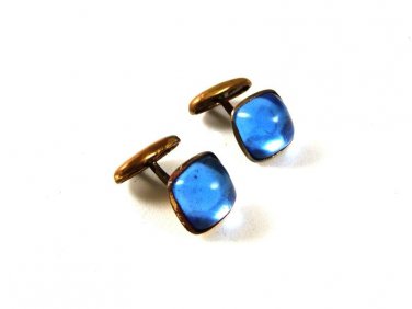 1940's - 50's Gold Tone & Light Blue Cufflinks 111516