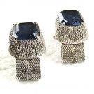 Vintage 1970's Silvertone & Blue Wrap Around Cufflinks 73117