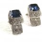 Vintage 1970's Silvertone & Blue Wrap Around Cufflinks 73117