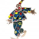 Mexican Taxco Sterling Silver Enameled Clown Brooch / Pendant 62916