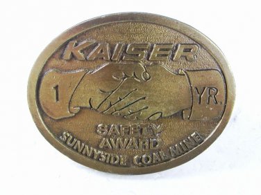 Kaiser Safety Award Sunnyside Coal Mine Brass Belt Buckle By Hit Line 4116