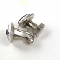 Vintage Silvertone & Blue & Rhinestones Cufflinks By ANSON PAT. PEND.  6217