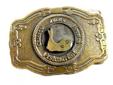 1970's Nick's Fishmarket Chicago Houston Belt Buckle by Hit Line USA 81914