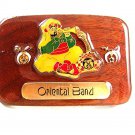 Vintage Handmade Shriners Oriental Band Wood Belt Buckle 21017