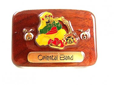 Vintage Handmade Shriners Oriental Band Wood Belt Buckle 21017