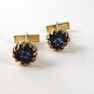 1960's Gold Tone & Sparkley Blue Cufflnks 91616
