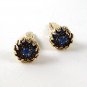 1960's Gold Tone & Sparkley Blue Cufflnks 91616