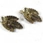 1950's Silvertone Green Rhiinestone Necklace & Pierced Earrings Unbranded