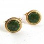 Vintage Goldtone & Green Cufflinks By KREMENTZ 81617