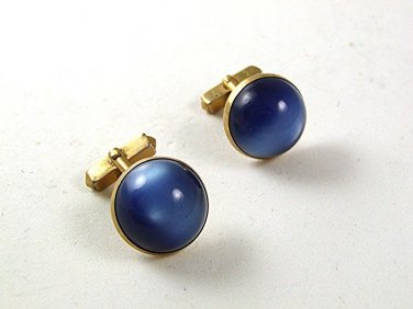 1950's - 60's Gold Tone & Blue Cufflinks By SWANK 1317