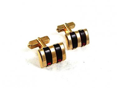 Vintage 1960's Goldtone & Red Cufflinks By SWANK 10917
