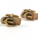 Vintage Neat Odd Goldtone Buckle Cufflinks 101817