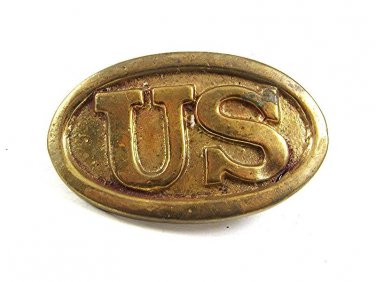 Vintage Reenactment Civil War US Brass Dress Belt Buckle 102017