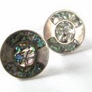 Vintage Large Mexican Sterling Silver Abalone Cufflinks By Y.M.G. 41416