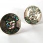 Vintage Large Mexican Sterling Silver Abalone Cufflinks By Y.M.G. 41416