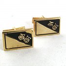 1950 - 60'S Goldtone & Black Comedy Tragedy Theater Cufflinks 81917