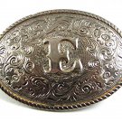 Vintage Silvertone Initial Letter E Belt Buckle by HERITAGE COLLECTION 102517