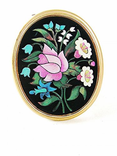 Vintage Gold Tone Micro Mosaic Flower Pendant By AVON 102416