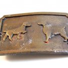 Vintage 1975 Bergamont Pointers Dog Made in USA Brass Belt Buckle