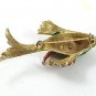 Vintage Goldtone Green Rhinestones Koi Fish Brooch 4217