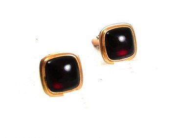 1930's - 50's Goldtone & Red Cufflinks By CORRECT QUALITY 4317